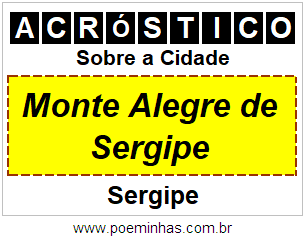 Acróstico Para Imprimir Sobre a Cidade Monte Alegre de Sergipe