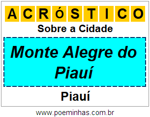 Acróstico Para Imprimir Sobre a Cidade Monte Alegre do Piauí