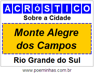 Acróstico Para Imprimir Sobre a Cidade Monte Alegre dos Campos