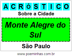 Acróstico Para Imprimir Sobre a Cidade Monte Alegre do Sul