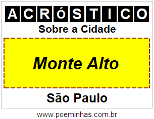 Acróstico Para Imprimir Sobre a Cidade Monte Alto