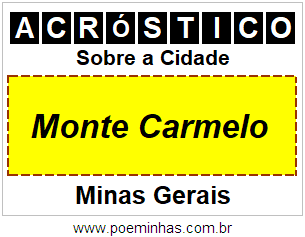 Acróstico Para Imprimir Sobre a Cidade Monte Carmelo