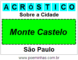 Acróstico Para Imprimir Sobre a Cidade Monte Castelo