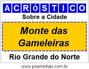 Acróstico Para Imprimir Sobre a Cidade Monte das Gameleiras