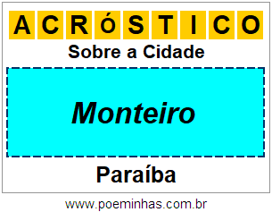 Acróstico Para Imprimir Sobre a Cidade Monteiro