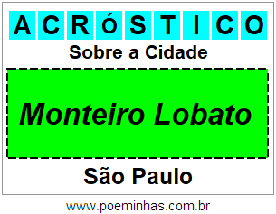 Acróstico Para Imprimir Sobre a Cidade Monteiro Lobato