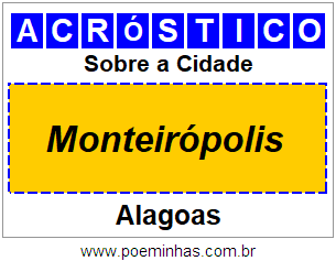 Acróstico Para Imprimir Sobre a Cidade Monteirópolis