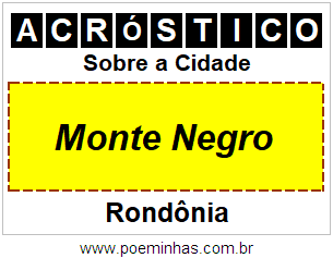 Acróstico Para Imprimir Sobre a Cidade Monte Negro