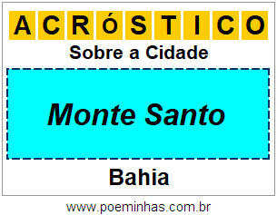 Acróstico Para Imprimir Sobre a Cidade Monte Santo