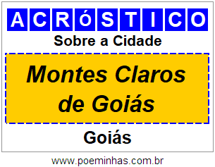 Acróstico Para Imprimir Sobre a Cidade Montes Claros de Goiás