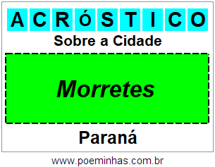 Acróstico Para Imprimir Sobre a Cidade Morretes