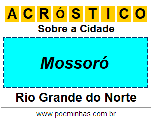 Acróstico Para Imprimir Sobre a Cidade Mossoró