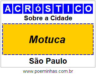 Acróstico Para Imprimir Sobre a Cidade Motuca