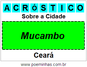 Acróstico Para Imprimir Sobre a Cidade Mucambo