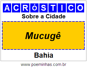 Acróstico Para Imprimir Sobre a Cidade Mucugê