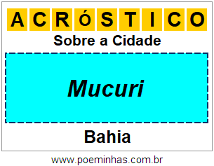 Acróstico Para Imprimir Sobre a Cidade Mucuri