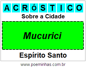 Acróstico Para Imprimir Sobre a Cidade Mucurici