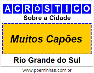 Acróstico Para Imprimir Sobre a Cidade Muitos Capões