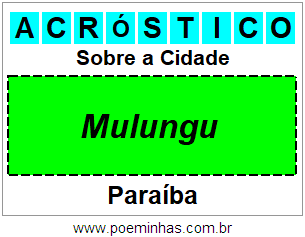 Acróstico Para Imprimir Sobre a Cidade Mulungu