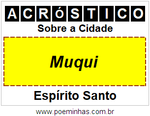 Acróstico Para Imprimir Sobre a Cidade Muqui