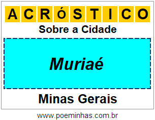 Acróstico Para Imprimir Sobre a Cidade Muriaé