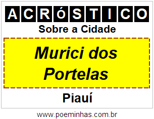 Acróstico Para Imprimir Sobre a Cidade Murici dos Portelas