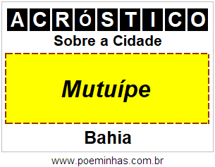 Acróstico Para Imprimir Sobre a Cidade Mutuípe