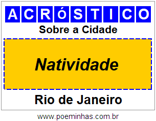 Acróstico Para Imprimir Sobre a Cidade Natividade