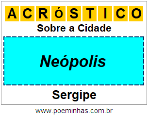 Acróstico Para Imprimir Sobre a Cidade Neópolis