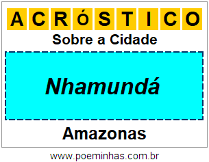 Acróstico Para Imprimir Sobre a Cidade Nhamundá