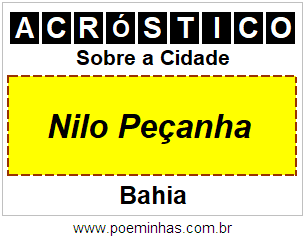 Acróstico Para Imprimir Sobre a Cidade Nilo Peçanha