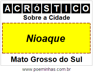 Acróstico Para Imprimir Sobre a Cidade Nioaque