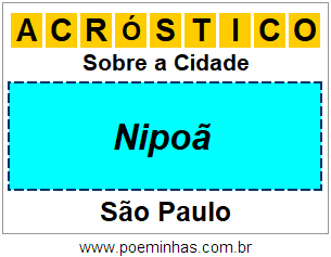 Acróstico Para Imprimir Sobre a Cidade Nipoã