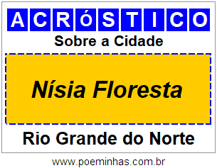 Acróstico Para Imprimir Sobre a Cidade Nísia Floresta