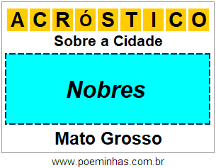 Acróstico Para Imprimir Sobre a Cidade Nobres