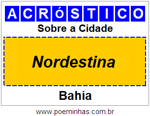 Acróstico Para Imprimir Sobre a Cidade Nordestina