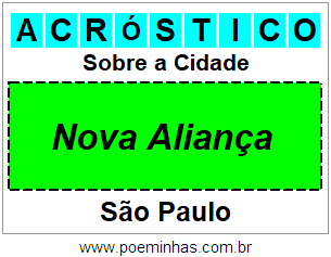 Acróstico Para Imprimir Sobre a Cidade Nova Aliança