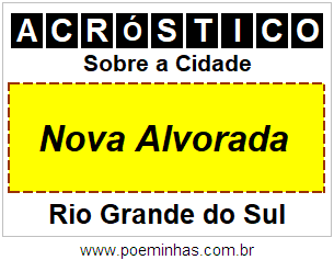 Acróstico Para Imprimir Sobre a Cidade Nova Alvorada