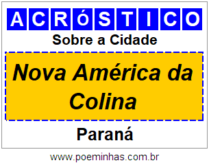 Acróstico Para Imprimir Sobre a Cidade Nova América da Colina