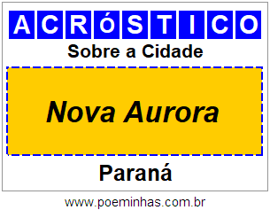 Acróstico Para Imprimir Sobre a Cidade Nova Aurora