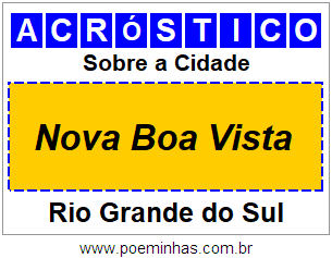 Acróstico Para Imprimir Sobre a Cidade Nova Boa Vista