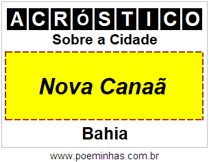 Acróstico Para Imprimir Sobre a Cidade Nova Canaã