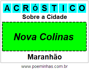 Acróstico Para Imprimir Sobre a Cidade Nova Colinas