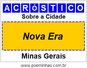 Acróstico Para Imprimir Sobre a Cidade Nova Era