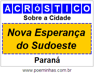 Acróstico Para Imprimir Sobre a Cidade Nova Esperança do Sudoeste