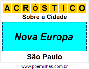 Acróstico Para Imprimir Sobre a Cidade Nova Europa