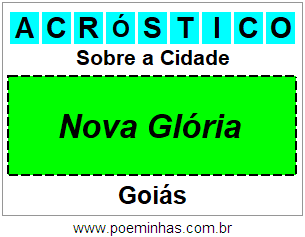 Acróstico Para Imprimir Sobre a Cidade Nova Glória