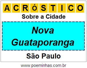 Acróstico Para Imprimir Sobre a Cidade Nova Guataporanga