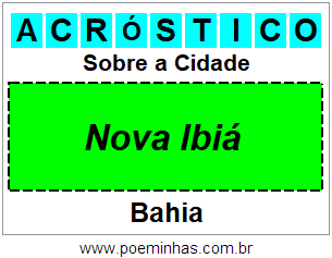 Acróstico Para Imprimir Sobre a Cidade Nova Ibiá