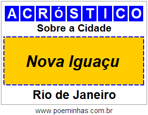 Acróstico Para Imprimir Sobre a Cidade Nova Iguaçu